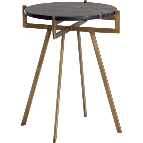 Anak Side Table in Black Marble & Antique Brass Iron